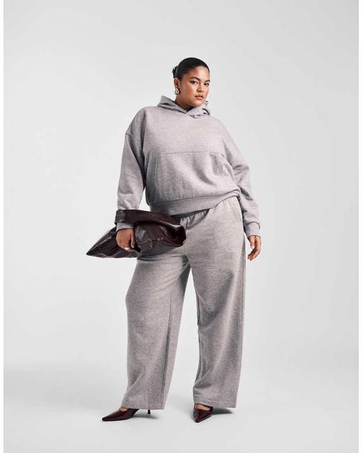Sudadera Gris Jaspeado Extragrande Con Capucha E Interior Afelpado De Asos Design Curve ASOS de color Gray