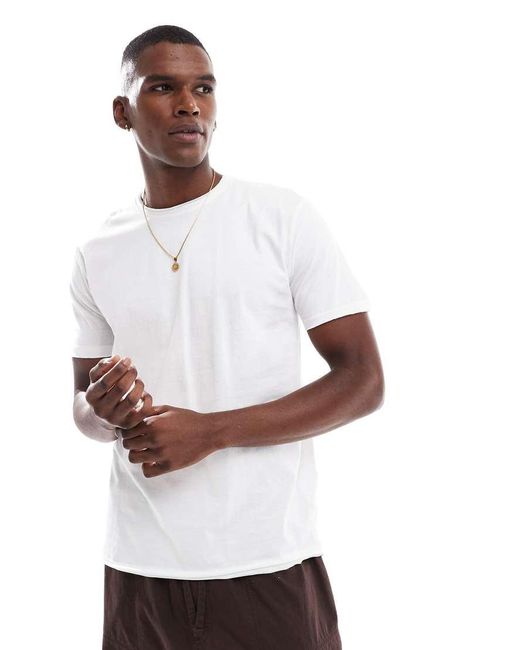 Brave Soul T-Shirt Met Korte Mouwen En Onafgewerkte Zoom in het White voor heren