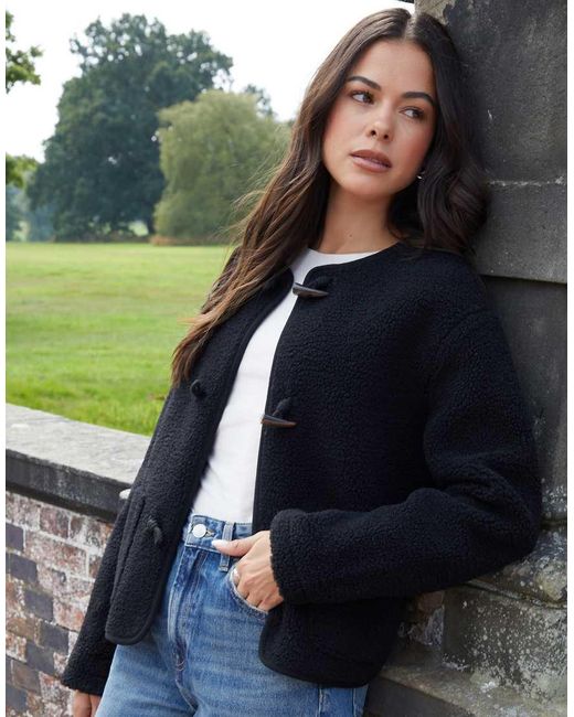 Threadbare Blue Fleece Borg Toggle Jacket