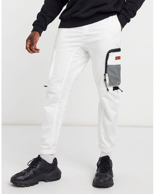 white cargo joggers