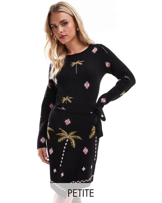 Never Fully Dressed Petite Havanna Knitted Mini Dress in Black | Lyst
