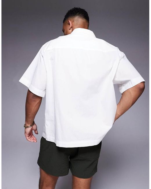 Camisa Blanca Extragrande Con Bolsillos En El Pecho De Popelina De ASOS de hombre de color Gray