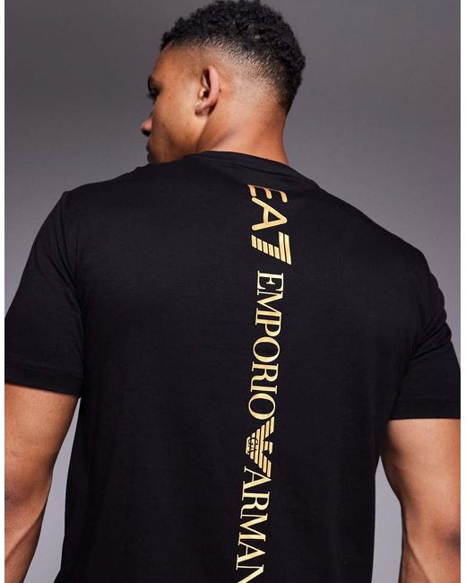 EA7 Black Armani Small Logo T-shirt for men