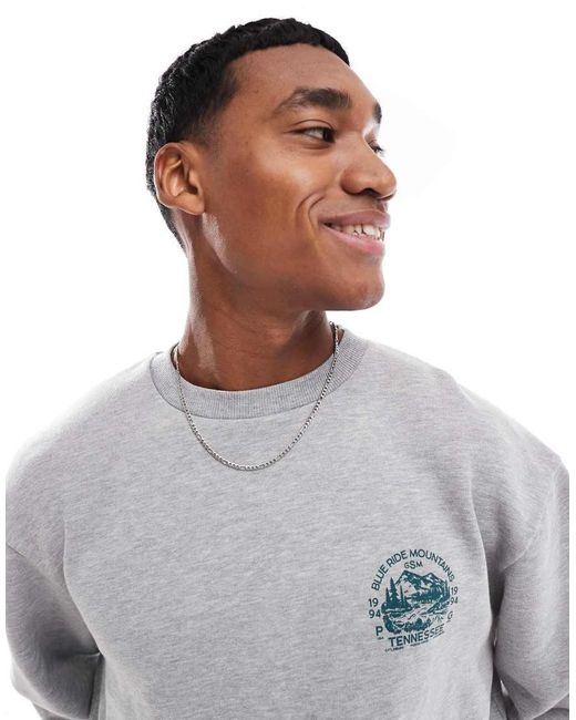 ASOS Gray Overiszed Boxy Sweatshirt With Tennesee Print for men