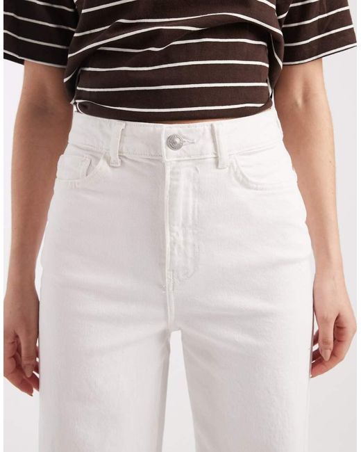 Pieces White Selma High Waisted Wide Leg Jeans