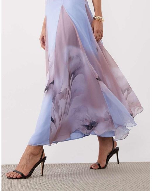 ASOS Pink Chiffon Strappy Maxi Dress With Deep Godets