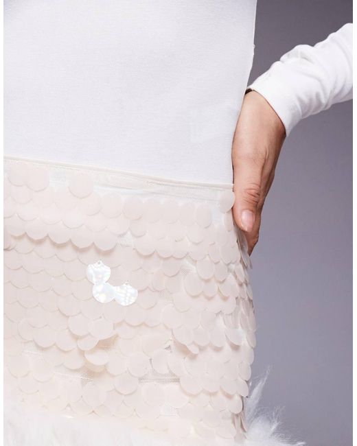 ASOS Purple Sequin And Fur Mix Mini Skirt