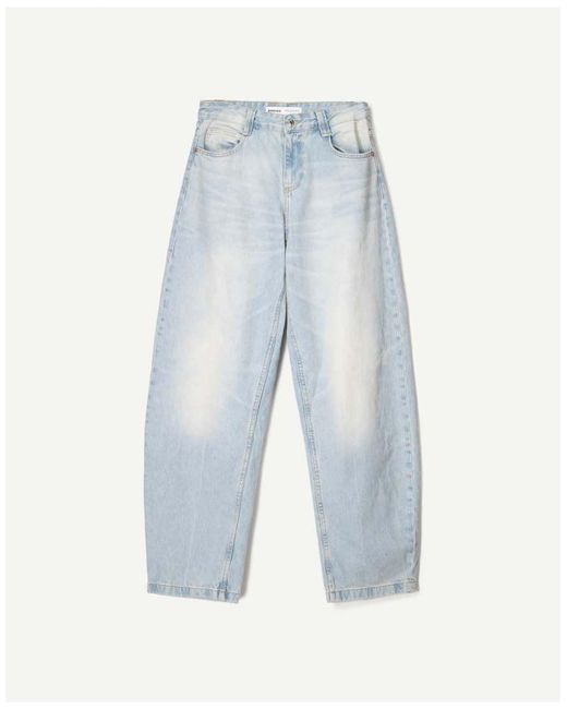 Bershka White Barrel Jeans