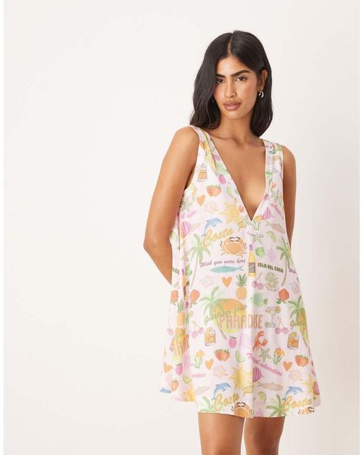 ASOS White Deep V Shift Dress