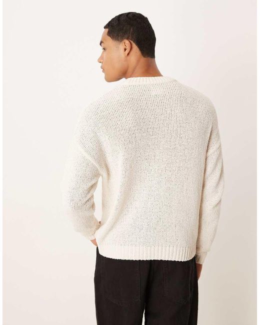 ASOS White Relaxed Textured Knitted Jumper for men