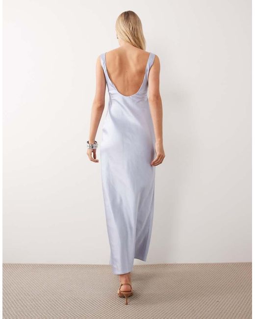 Miss Selfridge White Satin And Lace V-neck Maxi Dress