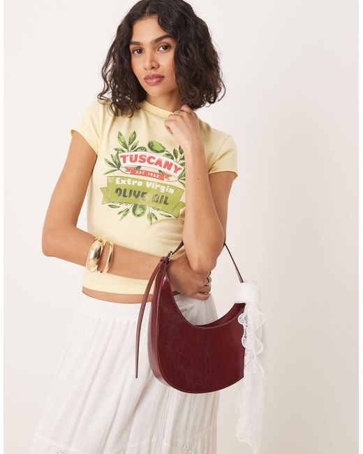 T-shirt effet rétréci avec imprimé tuscany olive - jaune ASOS en coloris Pink