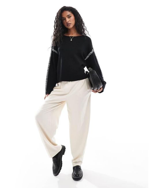 Y.A.S Black Contrast Stitch Detail Jumper