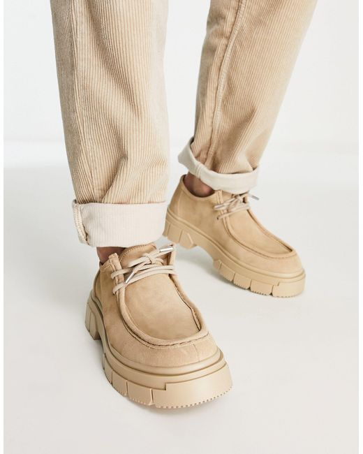 Bershka Natural Chunky Leather Shoes for men