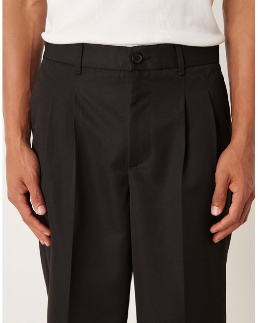 ASOS Natural Oversized Tapered Trouser With Double Pleat for men