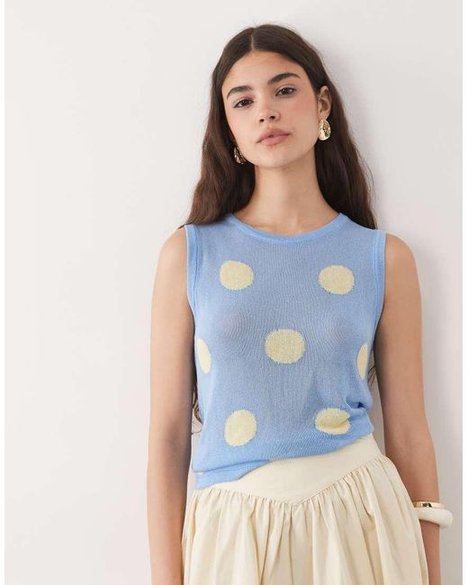 ASOS Blue Fine Knit Sheer Tank Top