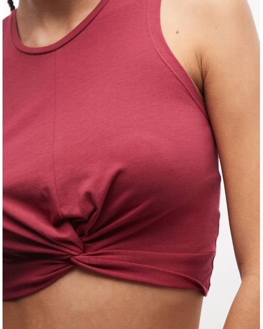 Noisy May Red Twist Front Crop Top