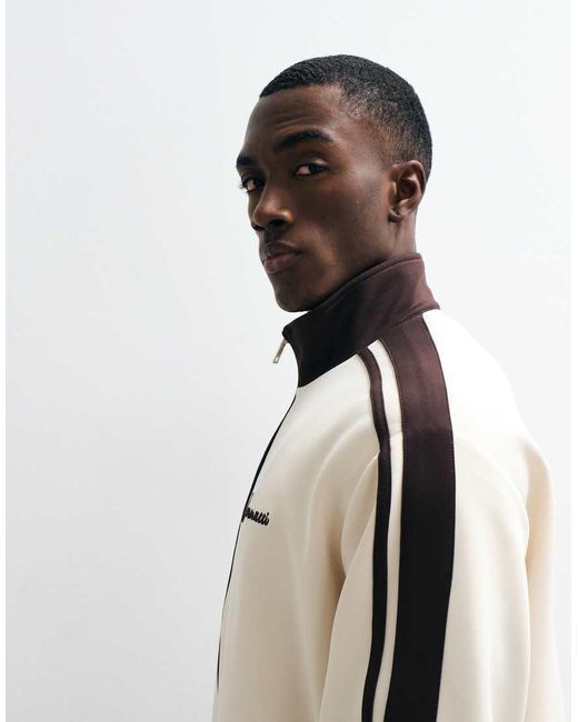CERNUCCI Natural Zip Through Track Jacket With Contrast Panel Detail for men