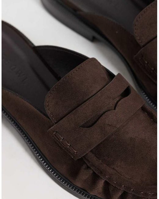 SEQWL Brown Cadilliac Faux Suede Penny Loafer Mules