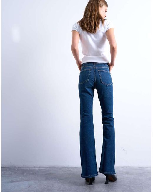 TOPSHOP Blue Jamie Flare High Rise Jeans