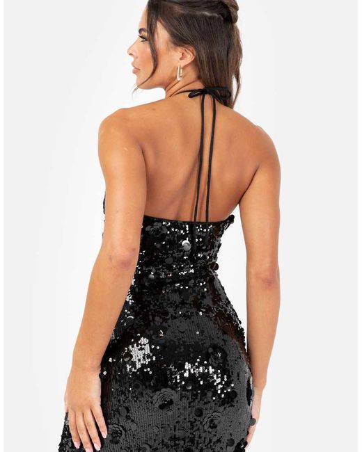Maya Black Embellished Halter Neck Midaxi Dress