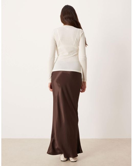 ASOS Natural Satin Bias Maxi Skirt