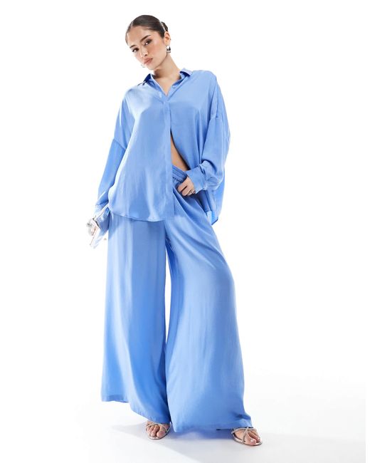 French Connection Blue – satin-hemdbluse