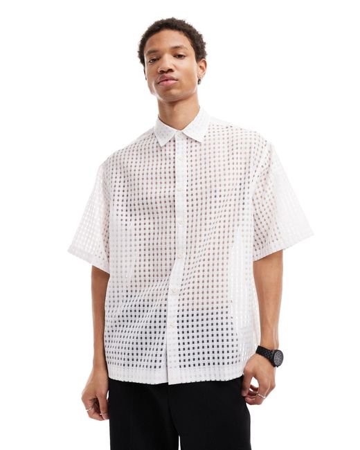 ASOS – kurzärmliges, kastig geschnittenes oversize-hemd in White für Herren