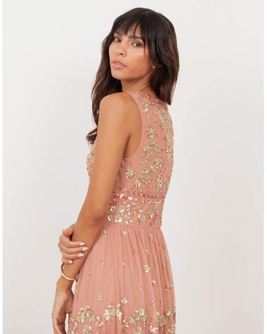 Maya Pink Embellished Sleeveless Maxi Dress