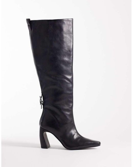 Free People Black Date Night Knee High Leather Boot