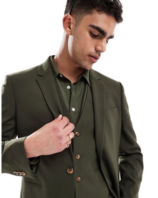 ASOS – schmal geschnittene anzugjacke in Green für Herren