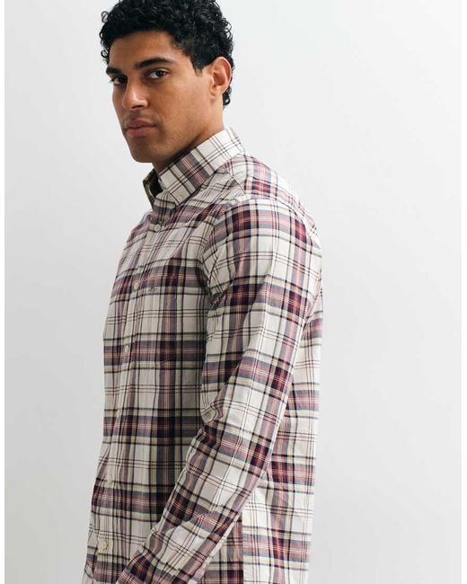 Gant Gray Regular Fit Check Poplin Shirt for men