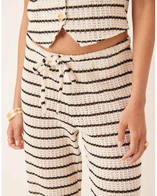 Gina Tricot Natural Co-ord Crochet Straight Leg Trousers