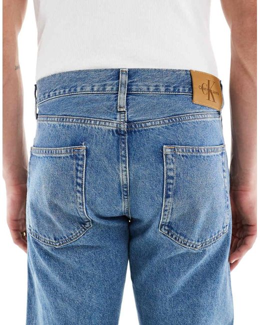 Vaqueros De Pernera Recta Estándar Con Lavado Medio De -Marrón Calvin Klein de hombre de color Blue