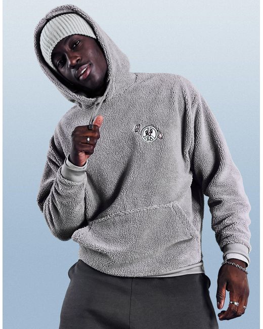 ASOS Teddy Borg Hoodie With Peace Badge 