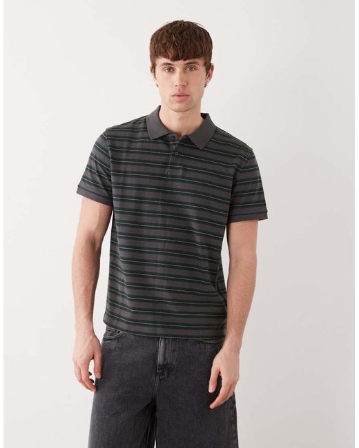 Weekday Black Pique Polo T-Shirt for men