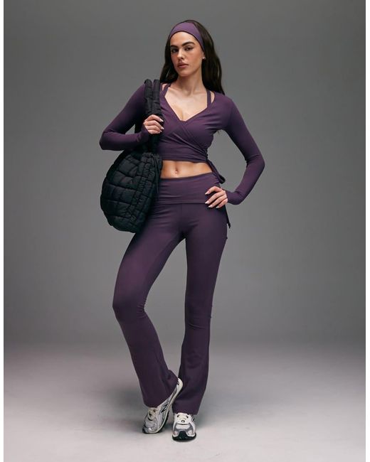 4505 Gray Ruched Foldover Waist Slim Kick Yoga legging