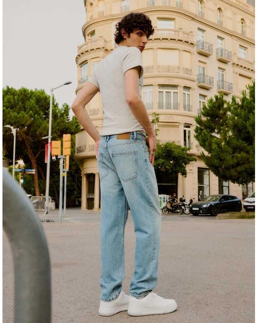 Bershka Green Tall Straight-Leg Jeans for men