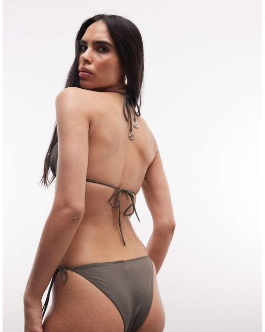 Weekday Brown Side Tie Bikini Bottom With Charm Detail