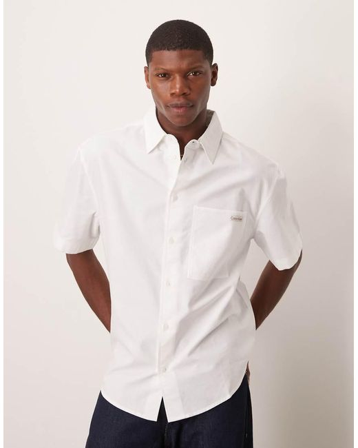Calvin Klein Natural Calvin Klein Jean Short Sleeve Oxford Shirt for men