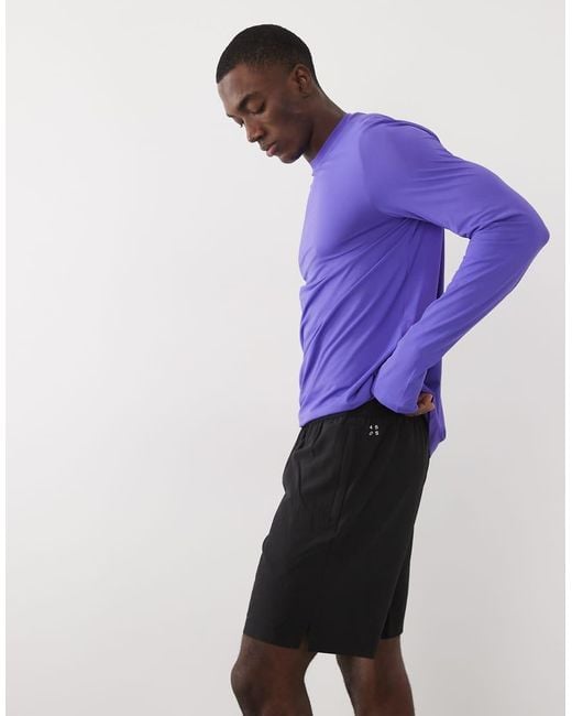 4505 Blue 7" Woven Training Shorts With Elastic Waist Band And Zip Pockets for men