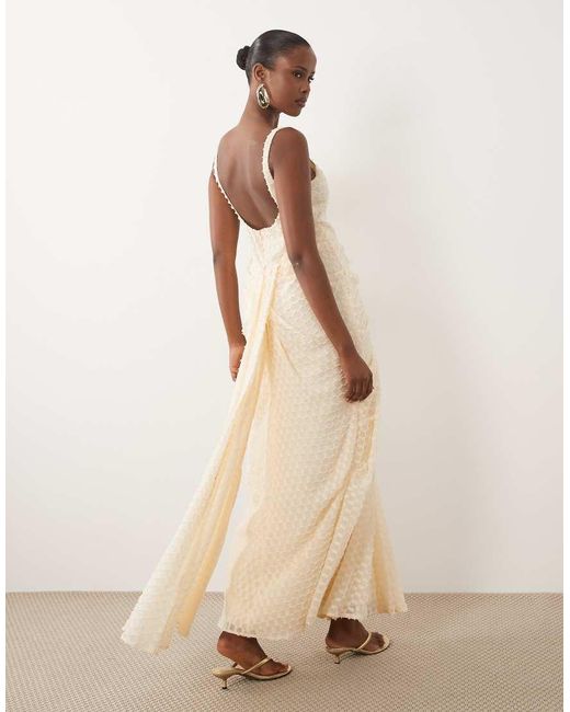 ASOS Natural Premium Scoop Neck Drape Front Maxi Dress
