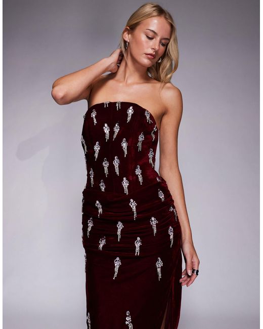 ASOS Purple Asos design tall – verziertes maxikleid aus samt