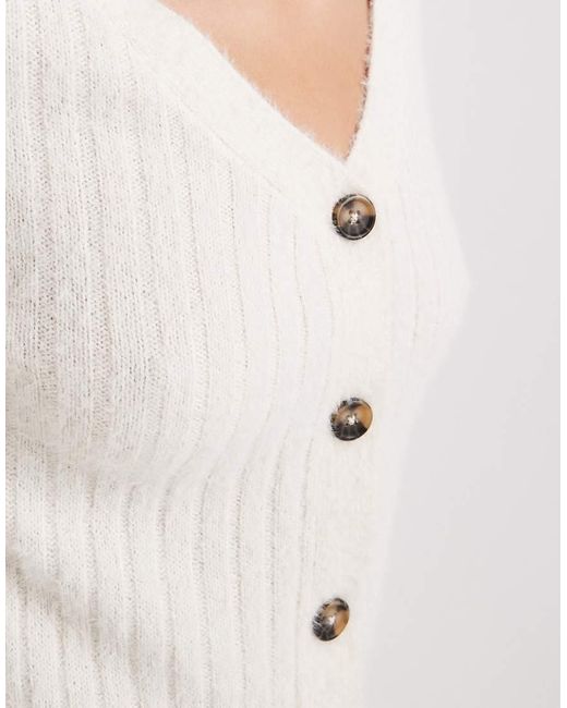 Wednesday's Girl White Ribbed Soft Cardigan