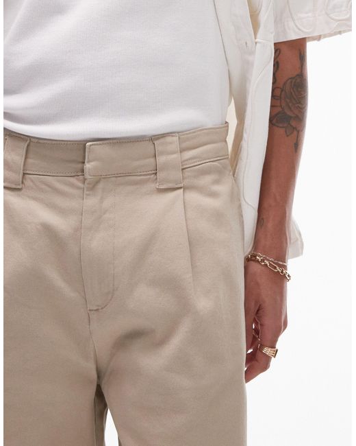 Topman Natural Wide Chino Shorts for men