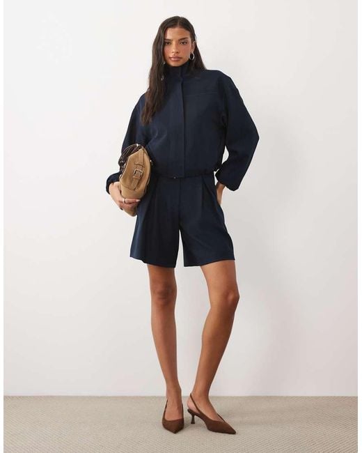4th & Reckless Blue Tailored Longline Shorts