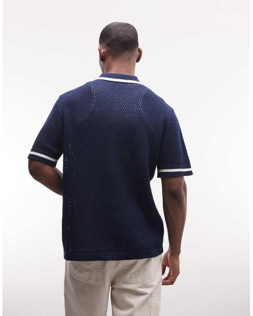 True Religion Blue Crochet Knit Logo Shirt for men