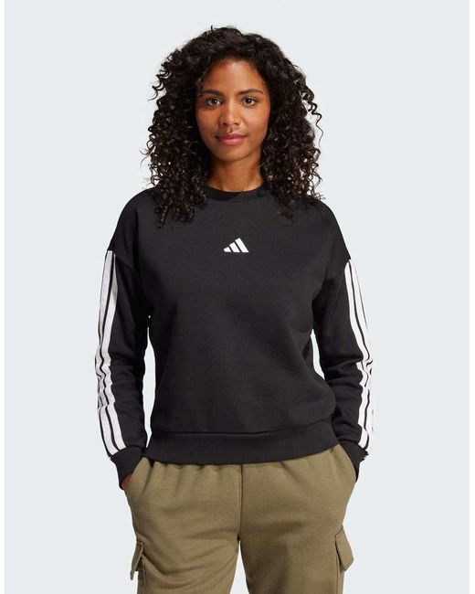 Adidas Originals Black Essentials 3-Stripes Fleece Sweatshirt