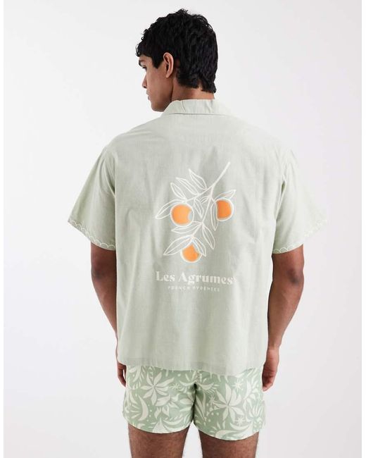 Aray White Embroidered Revere Beach Shirt for men