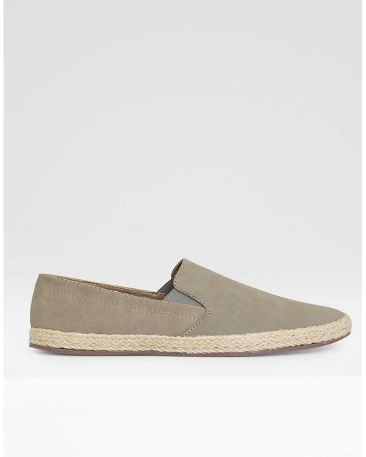 Threadbare White Faux Suede Slip On Espadrilles for men